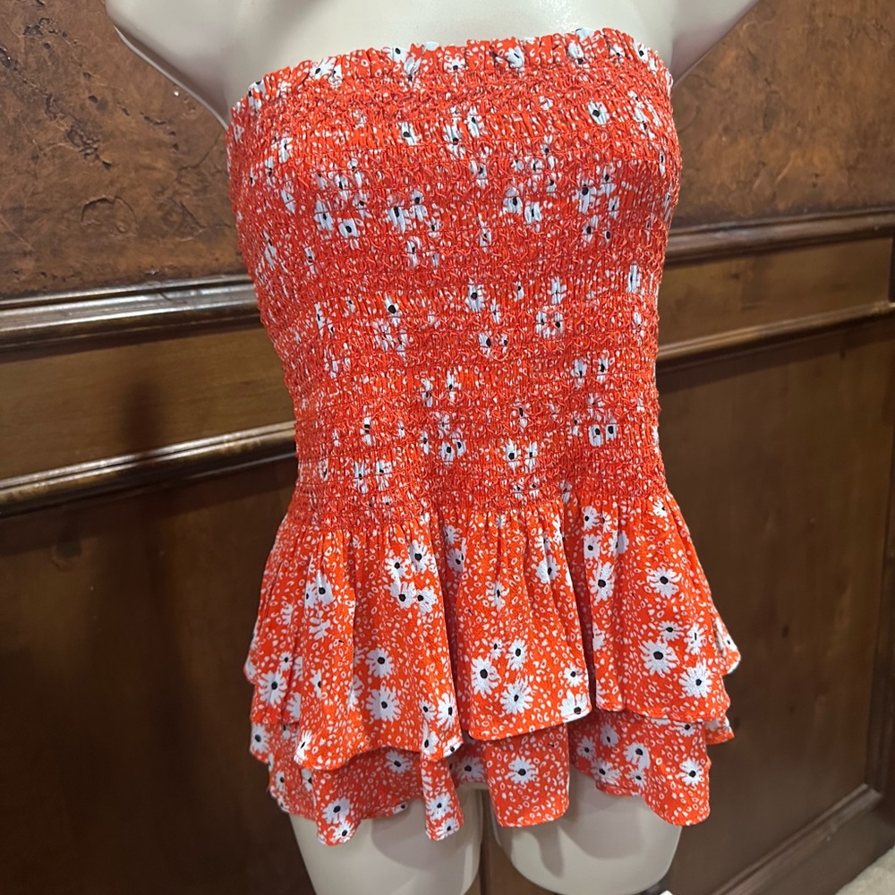 NWT SIZE XL Elodie Red and White Floral Mini Dress